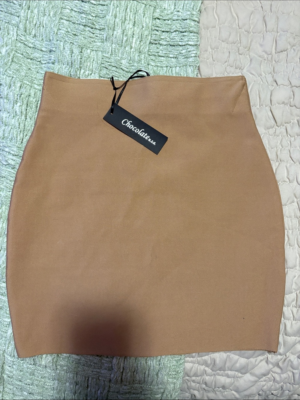 Chocolate Tan Pencil Mini Skirt